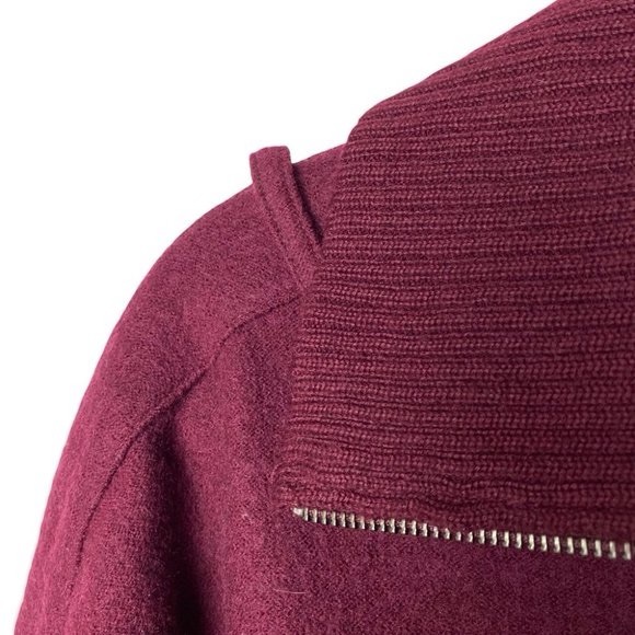 Tristan Merino Wool Burgundy Bomber Jacket - Picture 6 of 8